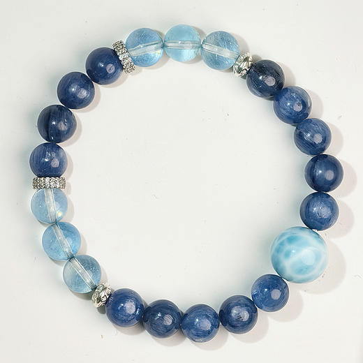 易祈吉祥五行补水海蓝宝手链蓝晶石手串925银手链饰品送礼男女款手串礼物 商品图4