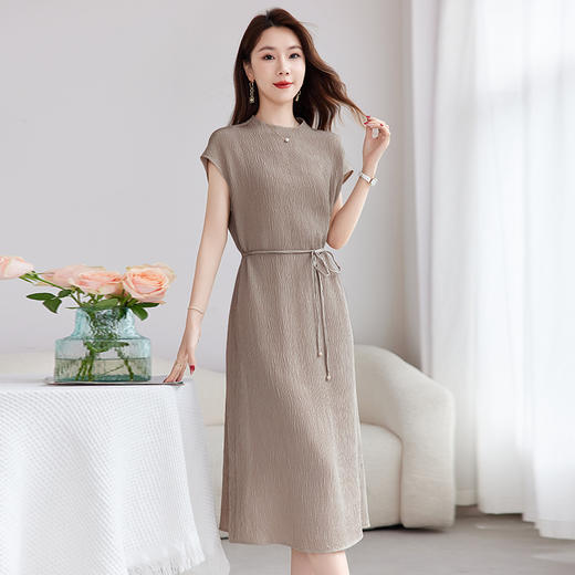 QS-82501103【桑蚕丝冠乐皱】简约轻奢女装通勤气质夏季无袖真丝连衣裙女1103 商品图1