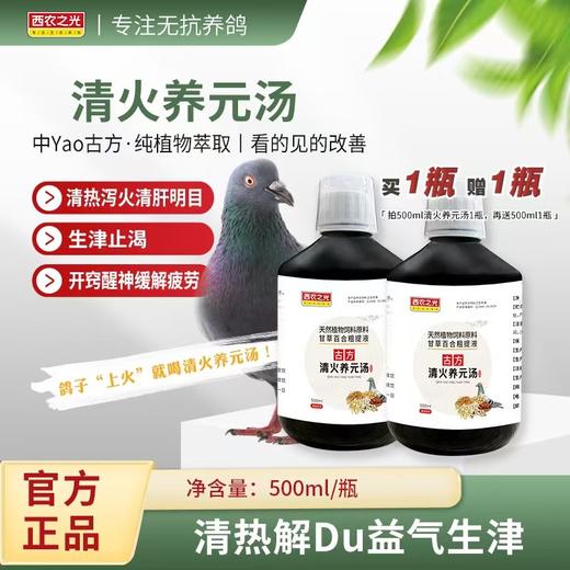 西农之光鸽药【清火养元汤】500毫升买一送一，送同款，赛信鸽清热降火防暑降温益气生津厂家包邮 商品图0