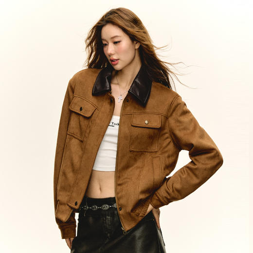 Ariseism  美式复古设计感巴恩风麂皮绒外套女春秋新款上衣 商品图0