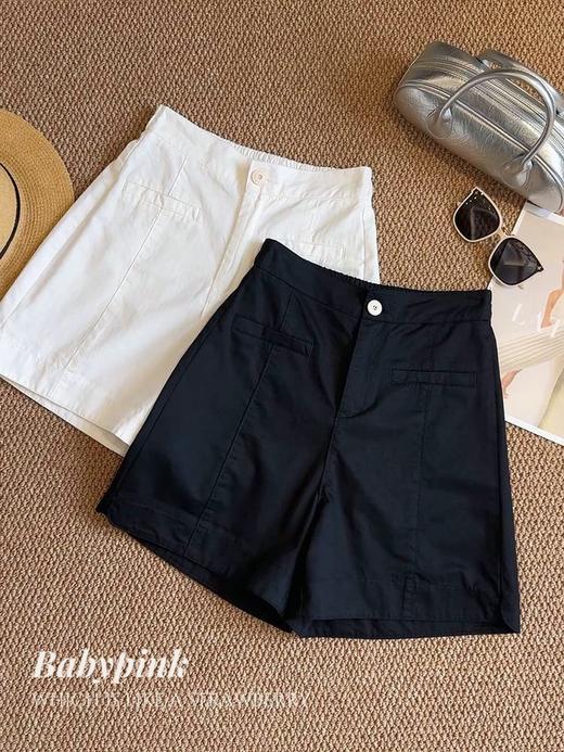 五分短裤2025新款洗水棉百搭休闲气质修身A字阔腿裤子夏季高腰裤 商品图9