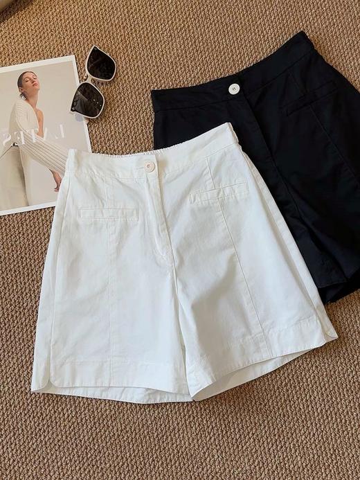 五分短裤2025新款洗水棉百搭休闲气质修身A字阔腿裤子夏季高腰裤 商品图1