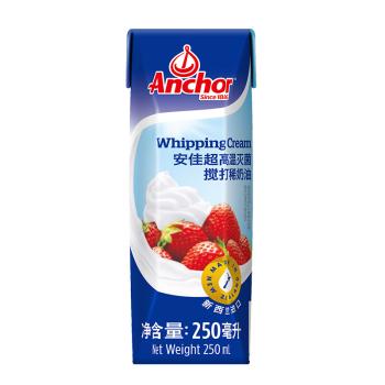 安佳(Anchor)新西兰进口 动物奶酪淡奶油稀奶油250ml*3 冷藏烘焙蛋糕 商品图4