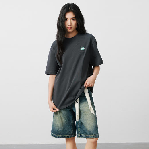 NPC潮牌100%棉背面撞色爱心字母印花短袖T恤男凉感冰皮NP54TE28 商品图3