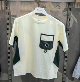 安踏儿童2025年夏新款男大童户外沁凉棉感针织短袖T恤衫352536104