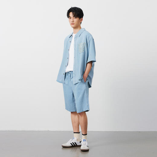 NPC潮牌100%【莱赛尔】铜钱印花短袖衬衫短裤男透气老钱风NP53SH02 商品图1