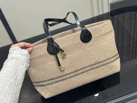 D060924托特包女帆布亚麻包通勤手提包大容量时尚腋下包