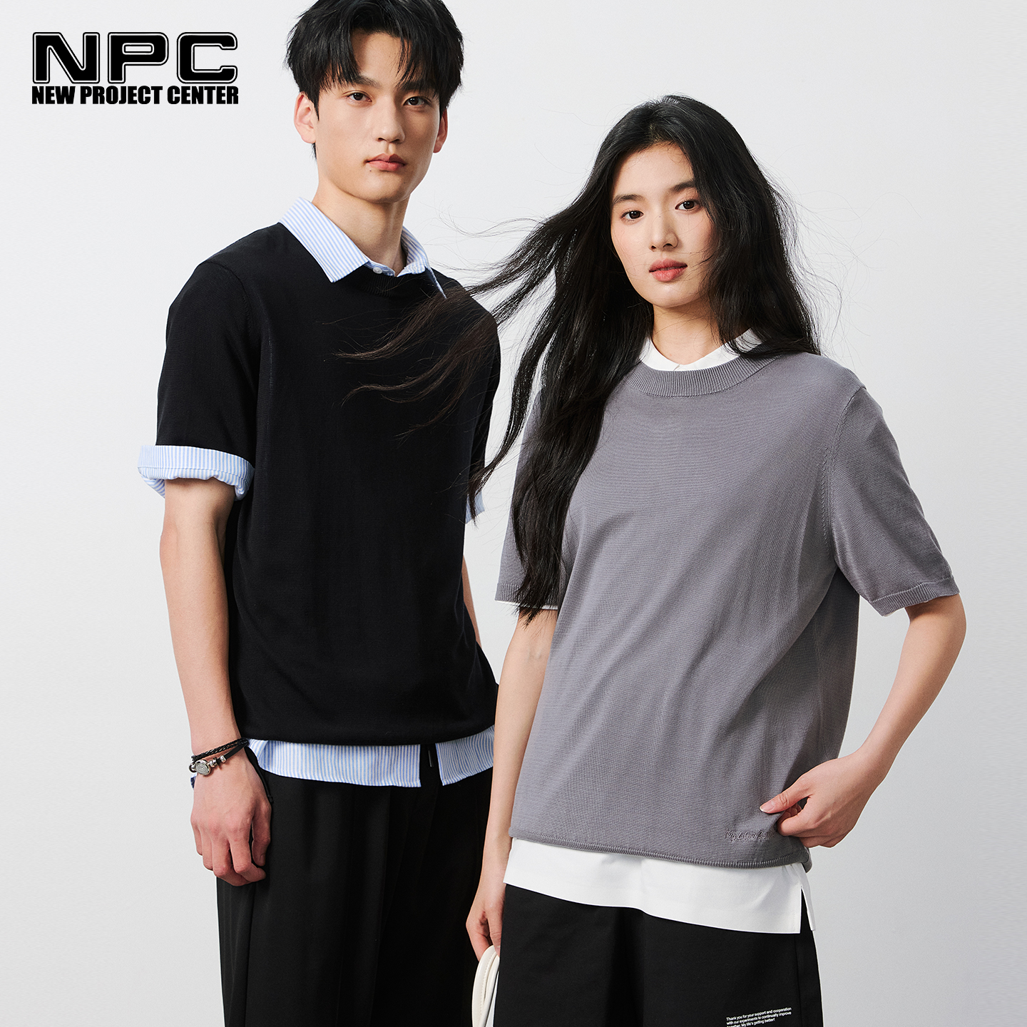 NPC潮牌100%【莱赛尔】刺绣小标圆领短袖T恤男微弹轻盈透气NP53TS19