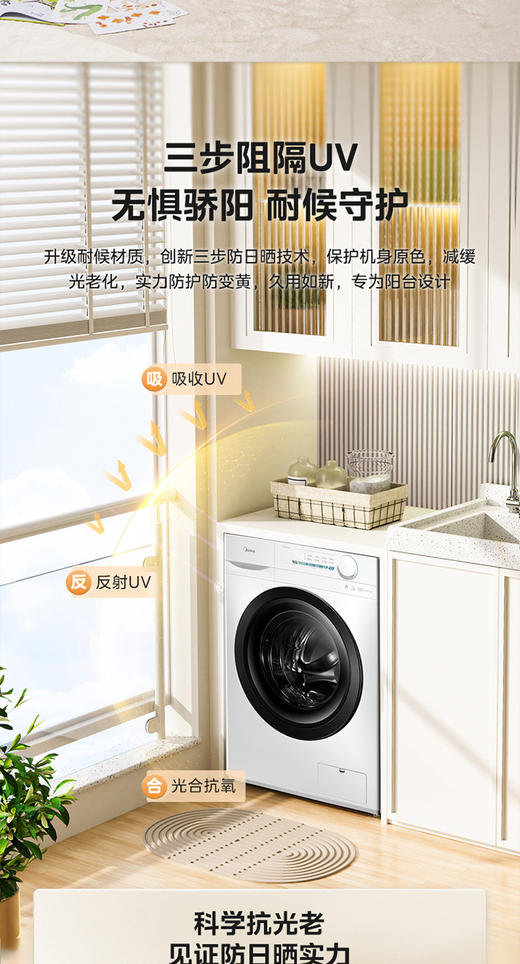 美的洗衣机 MG100G2024 滚筒洗衣机 极地白 商品图8
