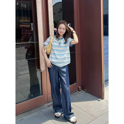 韩国r*彩条 T 恤 商品图1