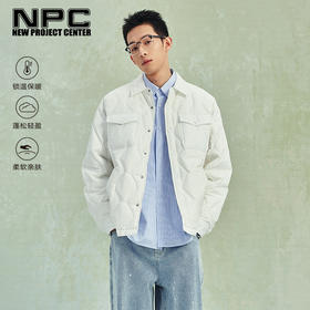 NPC潮牌白色logo肌理提花绗线羽绒服秋冬男士柔软休闲NP36DJ12