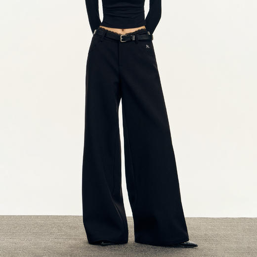 Ariseism 美式复古垂感蕾丝腰头西装裤女春秋新款休闲长裤子 商品图0