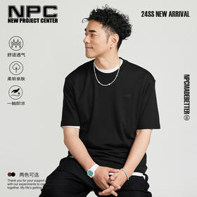 NPC潮牌老钱风字母刺绣【莱赛尔】羊毛短袖短裤舒适套装NP45TE08