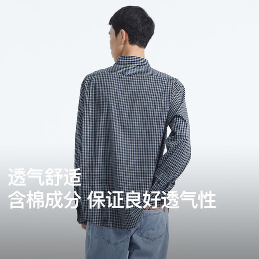NPC潮牌复古老钱风字母刺绣小格纹翻领衬衫男圆弧下摆NP53SH15 商品图2