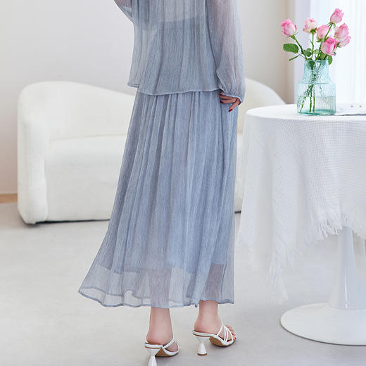 QS-72599652【真丝顺纡炒色】高腰显瘦中长裙子桑显瘦百搭桑蚕丝半身裙女9652 商品图3