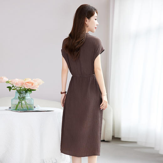 QS-82501103【桑蚕丝冠乐皱】简约轻奢女装通勤气质夏季无袖真丝连衣裙女1103 商品图3