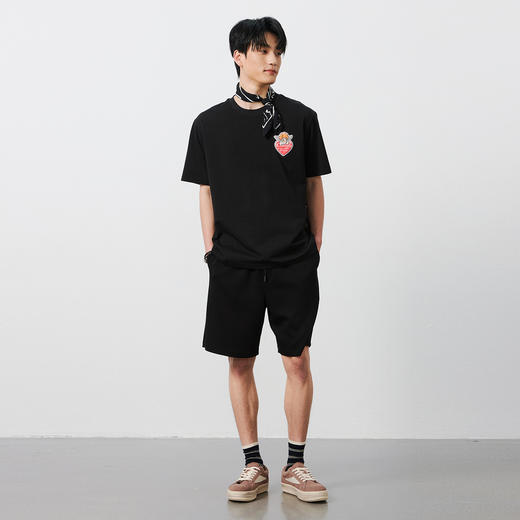 NPC潮牌拼接裤腰侧口袋垂感直筒休闲裤男短裤舒适弹力NP53SR22 商品图1