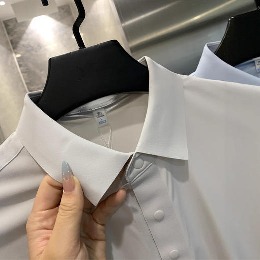 凉感降温冰丝速干！2025无痕压胶工艺!高支翻领短袖商务T恤polo衫男！ 商品图3