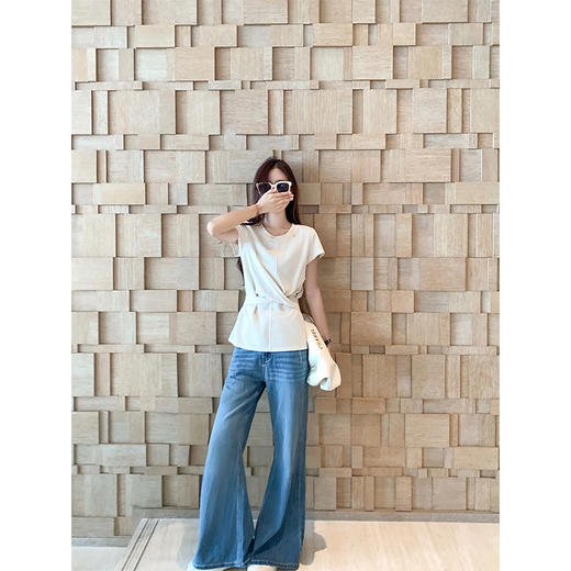 <曾小咸推荐>现货秒杀！腰间系带正肩短袖T恤 日常129.99 立减60 秒杀69.99！ 商品图7