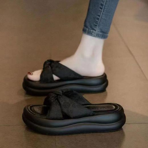 仙女风配裙子孕妇沙滩鞋女款2025年新款夏季外穿厚底国风凉拖鞋 商品图1