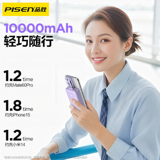 品胜 22.5W炫彩自带苹果/C口数据线充电宝10000毫安/20000毫安 支持PD快充移动电源 商品图2