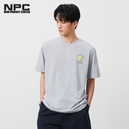NPC潮牌情侣宽松男T恤运动灰色背部网球图案短袖T恤NP54TE44 商品图1