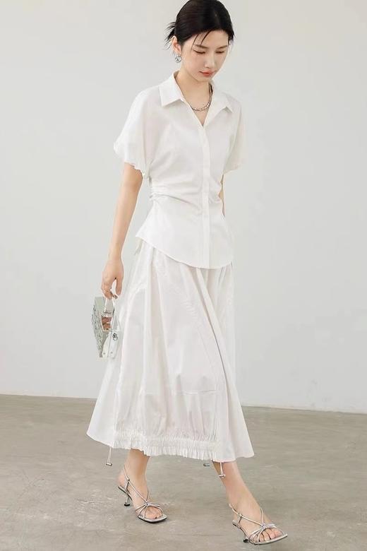 ESTELLICA 泡泡袖捏褶收腰白衬衫 20483 商品图2