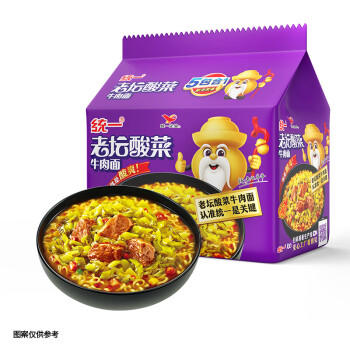 统一 老坛酸菜牛肉面 121g*5袋 真正老坛酸菜（新老包装随机发货） /粮油调味 /方便食品 /方便面 商品图5