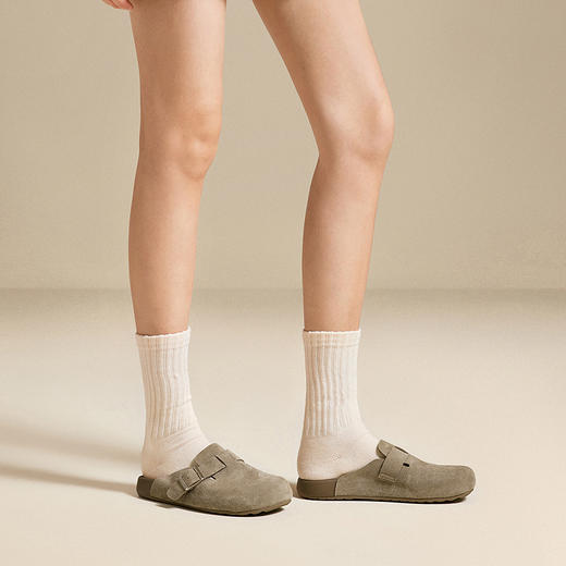 千百度一脚蹬勃肯鞋女款平底真皮包头拖外穿休闲拖鞋A25280116 商品图4