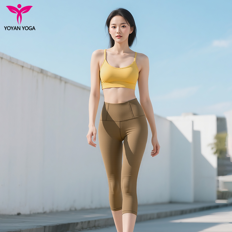 悠妍瑜伽服女套装一片式内衣bra七分裤二件套MB25103+QFK25210 定制超细面料瑜伽裤