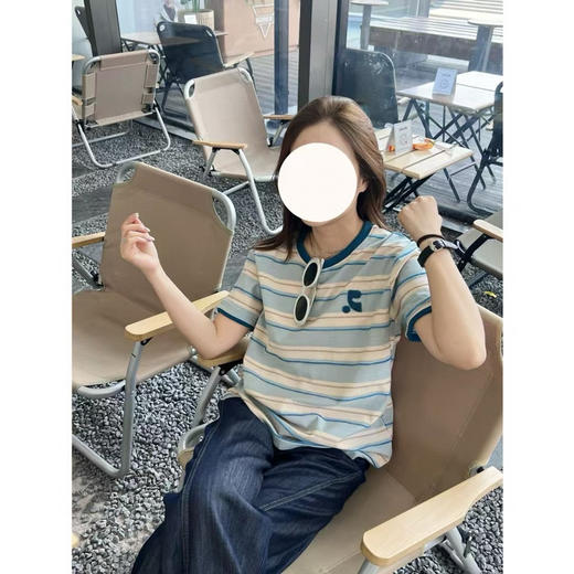 韩国r*彩条 T 恤 商品图2