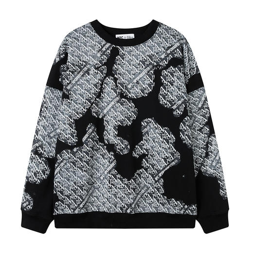 NPC潮牌不对称做旧斑驳满印字母logo圆领卫衣重磅长袖NP41ST23 J 商品图5