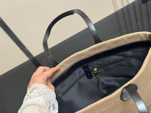 D060924托特包女帆布亚麻包通勤手提包大容量时尚腋下包 商品图13