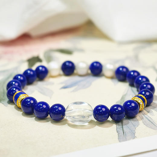 易祈吉祥五行补水手链青金石手串925银手链珍珠饰品送礼男女款手串礼物 商品图1