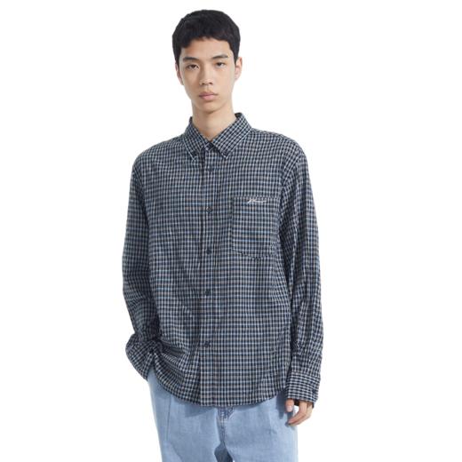 NPC潮牌复古老钱风字母刺绣小格纹翻领衬衫男圆弧下摆NP53SH15 商品图5