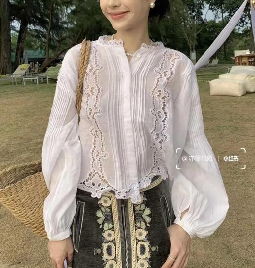 重磅渠道！is镂空苎麻衬衣  法式优雅  立领小短款 商品图0