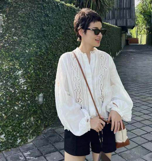 重磅渠道！is镂空苎麻衬衣  法式优雅  立领小短款 商品图1