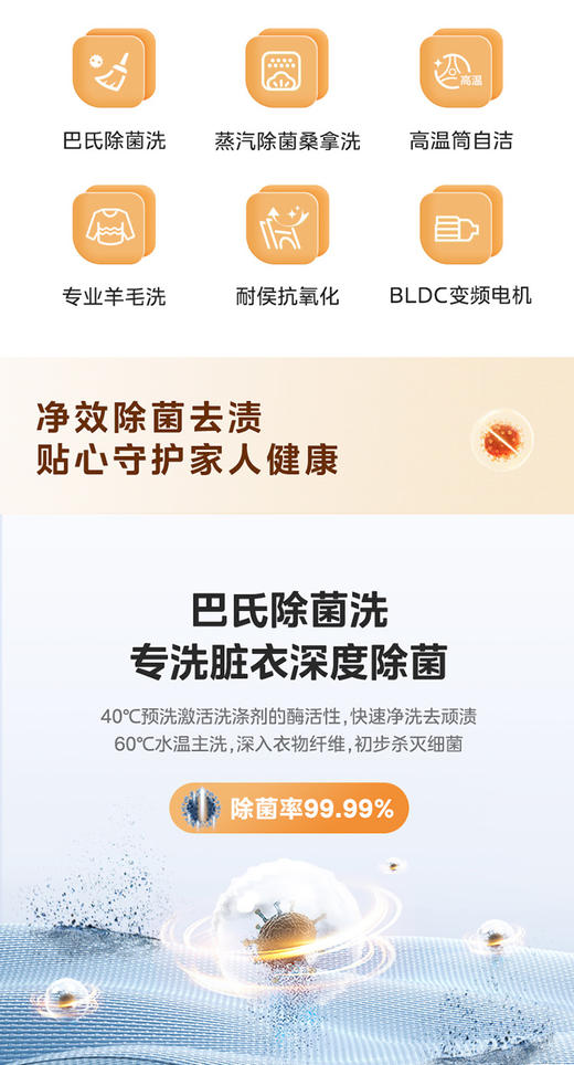 美的洗衣机 MG100G2024 滚筒洗衣机 极地白 商品图3