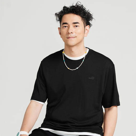 NPC潮牌老钱风字母刺绣【莱赛尔】羊毛短袖短裤舒适套装NP45TE08 商品图3