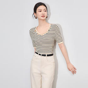 「高货wl」全新升级【铂金会员201/天猫269/差价68】(01944)洛诗琳波西米亚贝壳吊坠立体波浪织花超细针织短袖上衣女