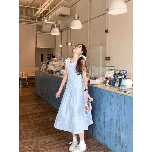 <曾小咸推荐>4.8现货秒杀！微信超特价！重工刺绣条纹木耳花边连衣裙 日常279.99 立减140 秒杀139.99！ 商品图4