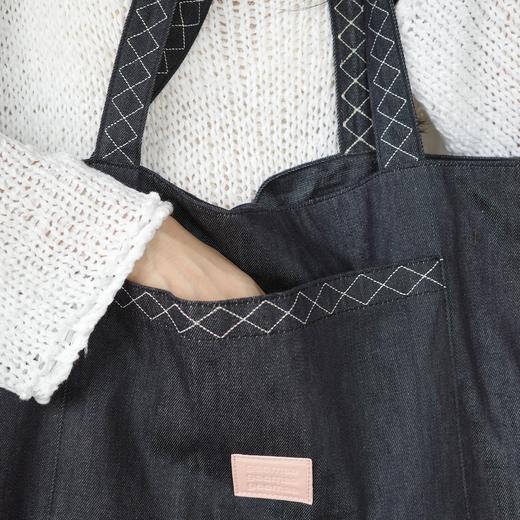 geemaa 菱格绣花牛仔单宁托特包 商品图5