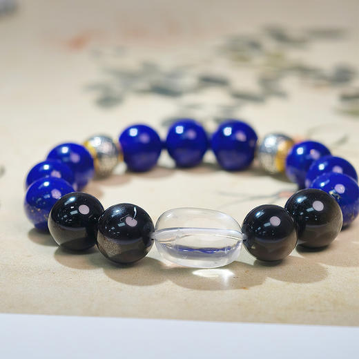 易祈吉祥五行补水手链青金石手串银耀石手链饰品送礼男女款手串礼物 商品图2