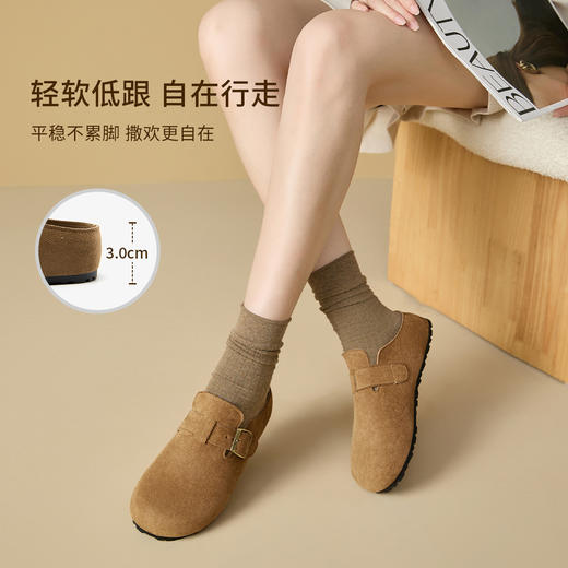 【限时秒杀】西遇勃肯鞋女新款百搭黄色一脚蹬博肯女鞋平底包头半拖鞋V0056549 商品图3