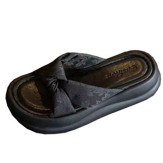 仙女风配裙子孕妇沙滩鞋女款2025年新款夏季外穿厚底国风凉拖鞋 商品图4