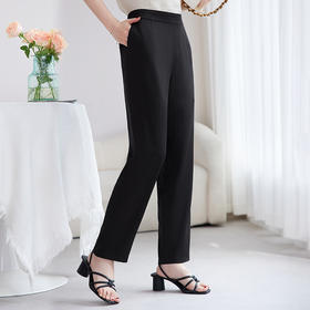 QS-42501077【真丝斜纹绸】夏季真丝九分裤高腰显瘦薄款桑蚕丝直筒休闲裤1077