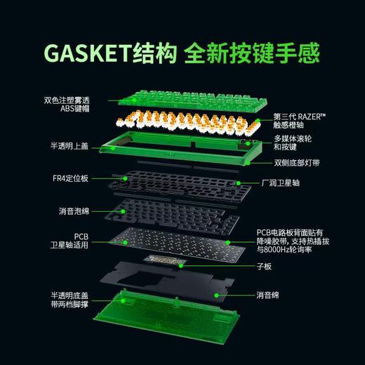 Razer雷蛇黑寡妇蜘蛛V4 75%幻影绿热插拔键盘【雷蛇官方直营，3年有限质保】 商品图2