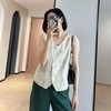 百媚生 高级老钱风马甲显瘦气质百搭短款V领亚麻背心CBW8194 商品缩略图6