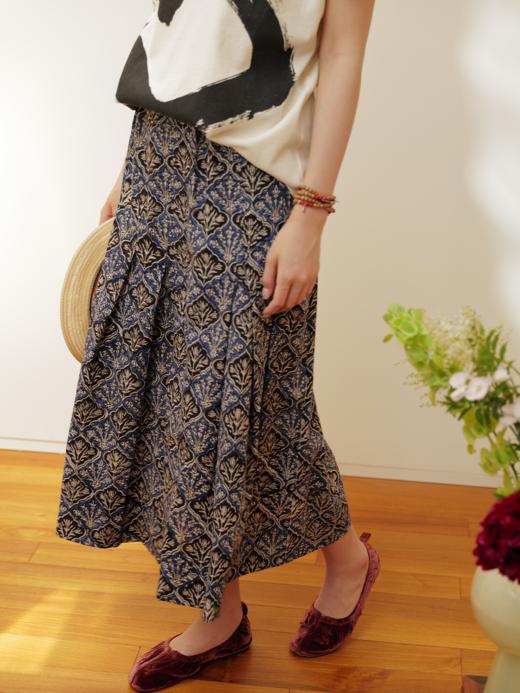 如宝 靛蓝金盏蓝珀吉宝 印度手工拓印伞裙 夏日限定 售罄无补 商品图2