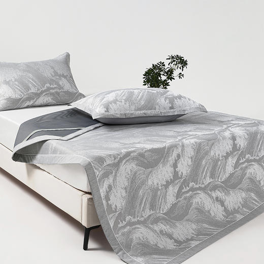 商超爆款【丝享Air-Cold牛奶丝提花凉席三件套山海云潮】灰色 环保印花 呵护敏感肌 凉感持久 不怕热醒 商品图1